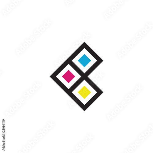 Triple Square with CMYK color logo design