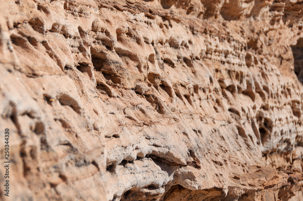 Fototapeta premium Close up of red rock with wind erosion texture background