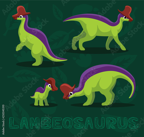 Dinosaur Lambeosaurus Cartoon Vector Illustration