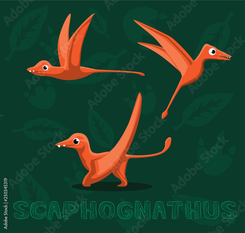 Dinosaur Scaphognathus Cartoon Vector Illustration