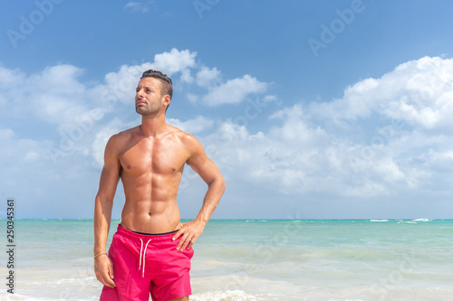 Young man portrait at the  beach