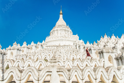 Hsinbyume pagoda other name called 'Taj Mahal of Irrawaddy river', this pagoda representing Mount Meru of Buddhist cosmology located in Sagaing region of Myanmar. photo