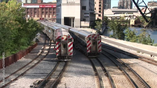 View of Elevated Trains passing in Chicago United States