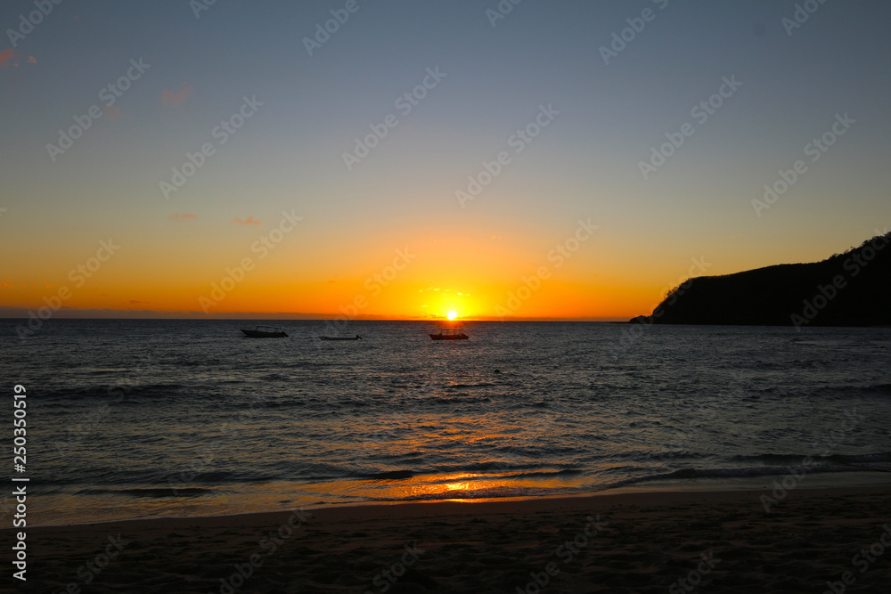 Lights of sunset on Octopus Beach, Waya Island, Yasawa, Fiji