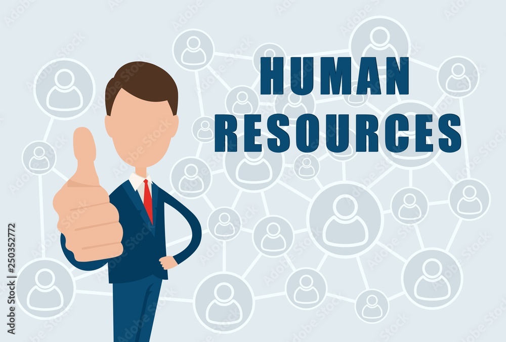 Human Resources text on the background of the sign of the social Internet network. Human Resources text on the background of the sign of the social Internet network.