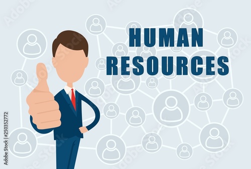 Human Resources   text on the background of the sign of the social Internet network.