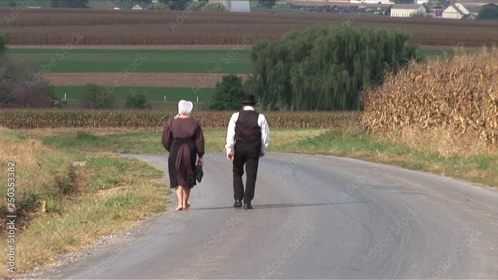 Amish walking on road
