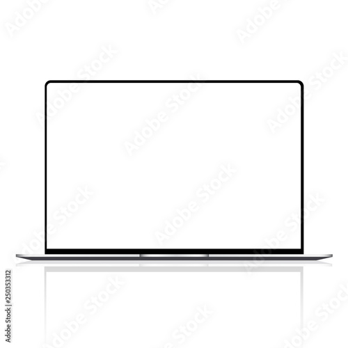 Laptop with white screen mock up. Vector