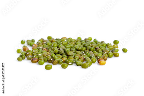 Image of mung bean on white background. Food.