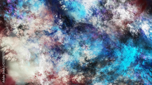Abstract blue and brown fantastic clouds. Colorful fractal background. Digital art. 3d rendering.
