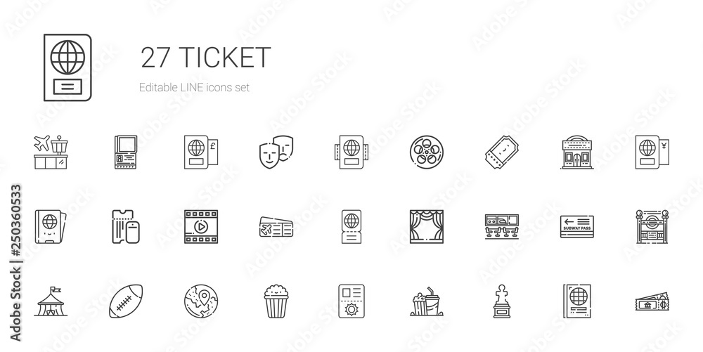 ticket icons set