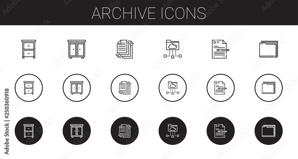 archive icons set archive icons set
