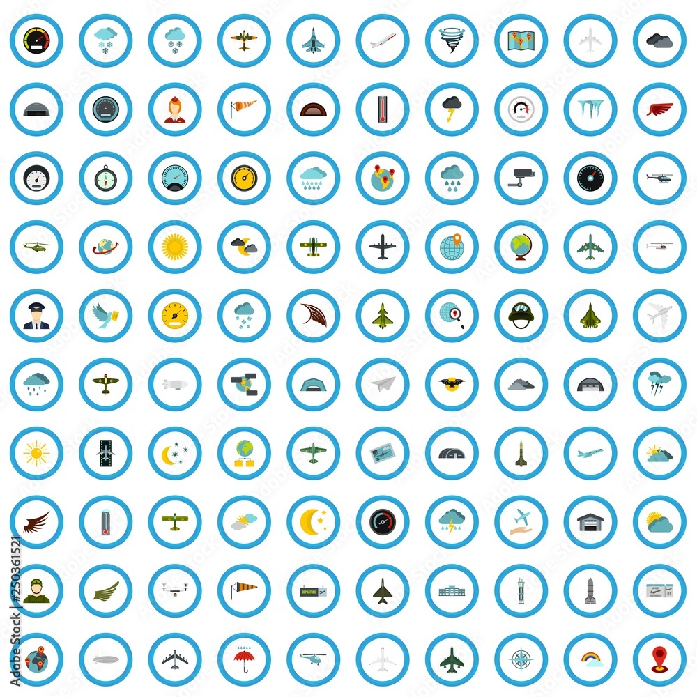 100 aviation icons set in flat style for any design vector illustration 100 aviation icons set in flat style for any design vector illustration