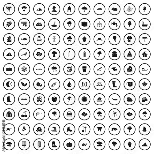 100 clouds icons set in simple style for any design vector illustration