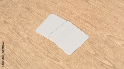 Mockup of blank white square beer coasters