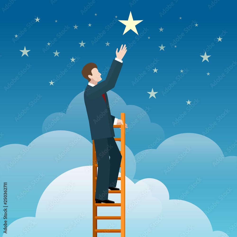 Businessman reaching stars