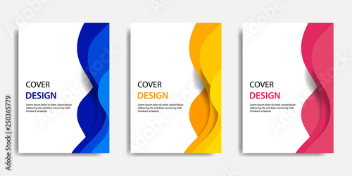 Vector illustration, document mock up template, easy color adjustment. Paper cut topographic style in colorful wave layering. Suitable for book cover, annual report, flyer, poster, brochure