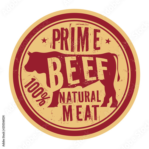 Beef stamp or label text Prime Beef Natural Meat