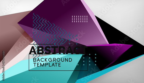 Fototapeta Naklejka Na Ścianę i Meble -  3d geometric triangular shapes abstract background, color triangles composition on grey backdrop, business or hi-tech conceptual wallpaper