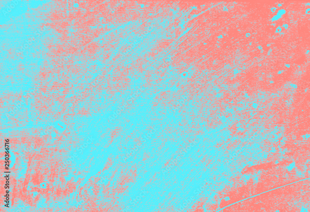 abstract coral pink and light blue paint  grunge brush texture background