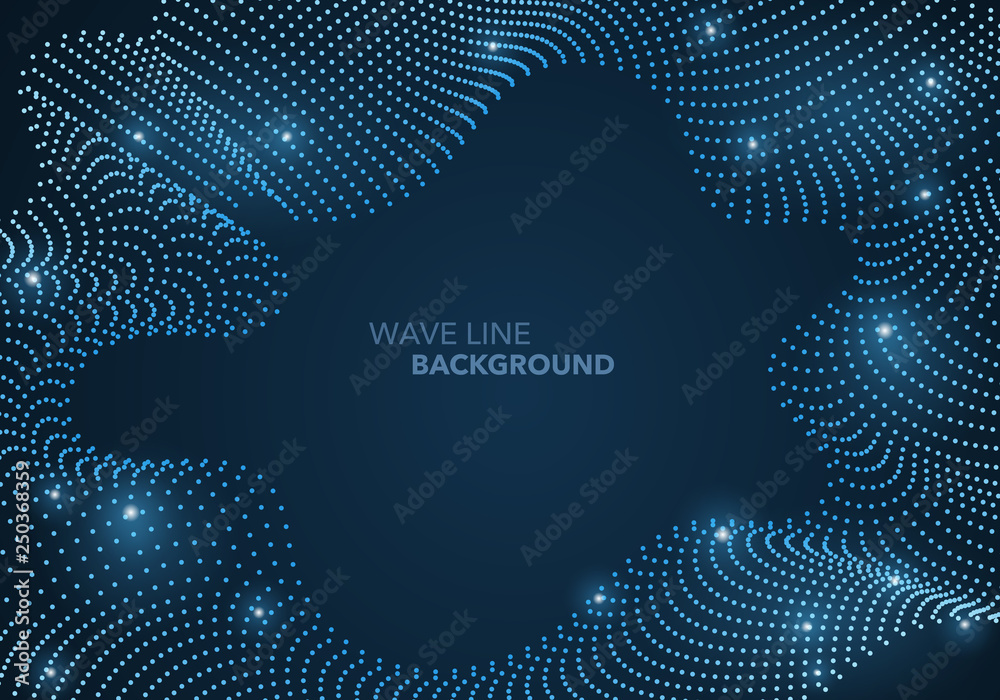 Futuristic abstract wave dot gradient line and illuminated light ball template background Futuristic abstract wave dot gradient line and illuminated light ball template background