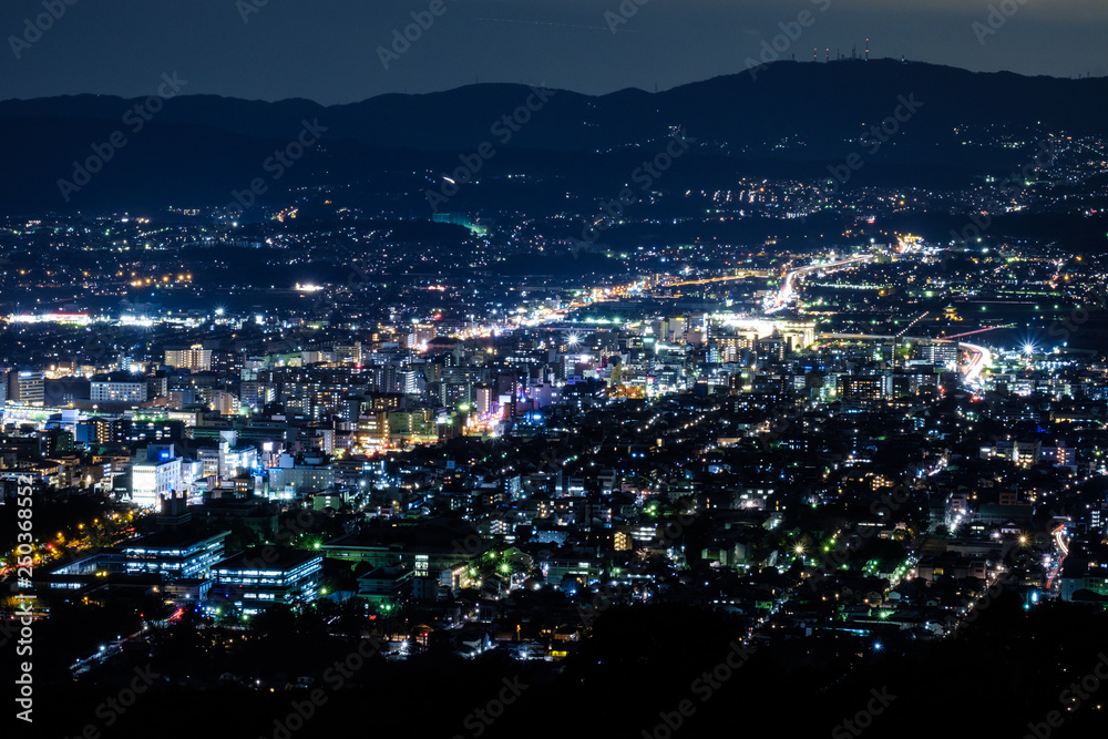 奈良県奈良市若草山の夜景　新日本三大夜景　2019年2月　