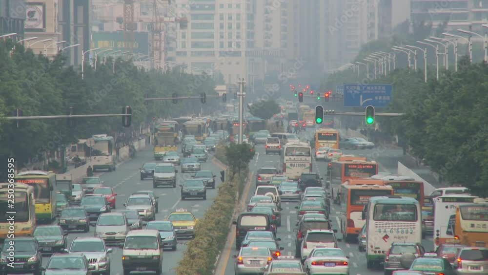 Busy rush hour traffic in Guangzhou China