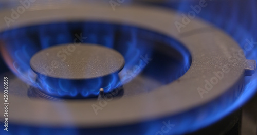 Gas burning from a kitchen gas stove