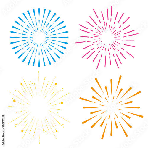 Obraz na płótnie set fireworks to happy celebration event