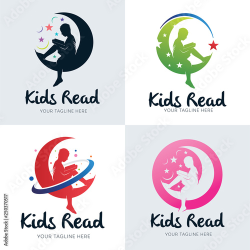 Collection of Kids Reading Logo Set Design Template Inspiration