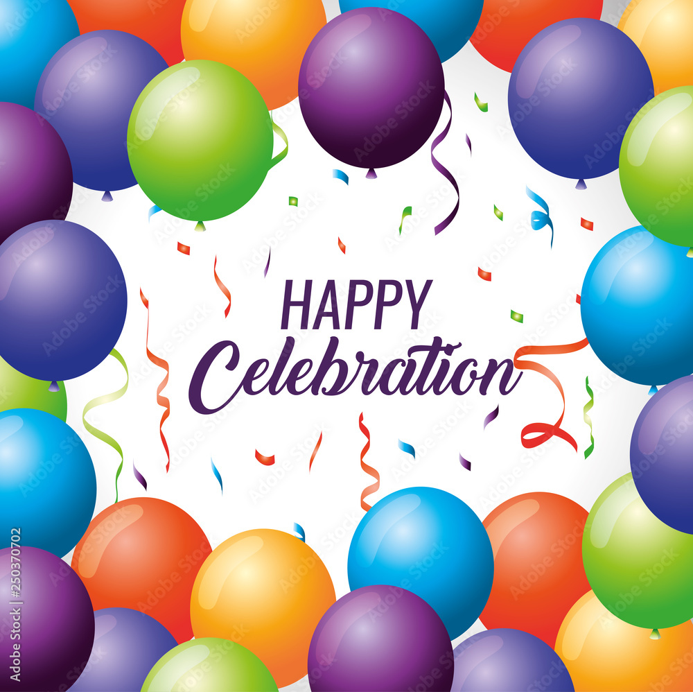 happy celebration with balloons and confetti decoration happy celebration with balloons and confetti decoration