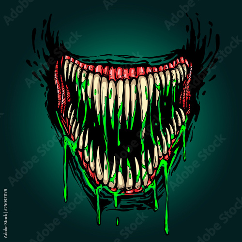 evil fanged jaw with dripping poison