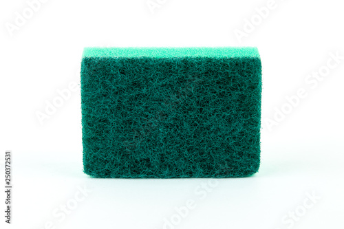 Sponge for wash utensil. isolated on white. Selective focus.