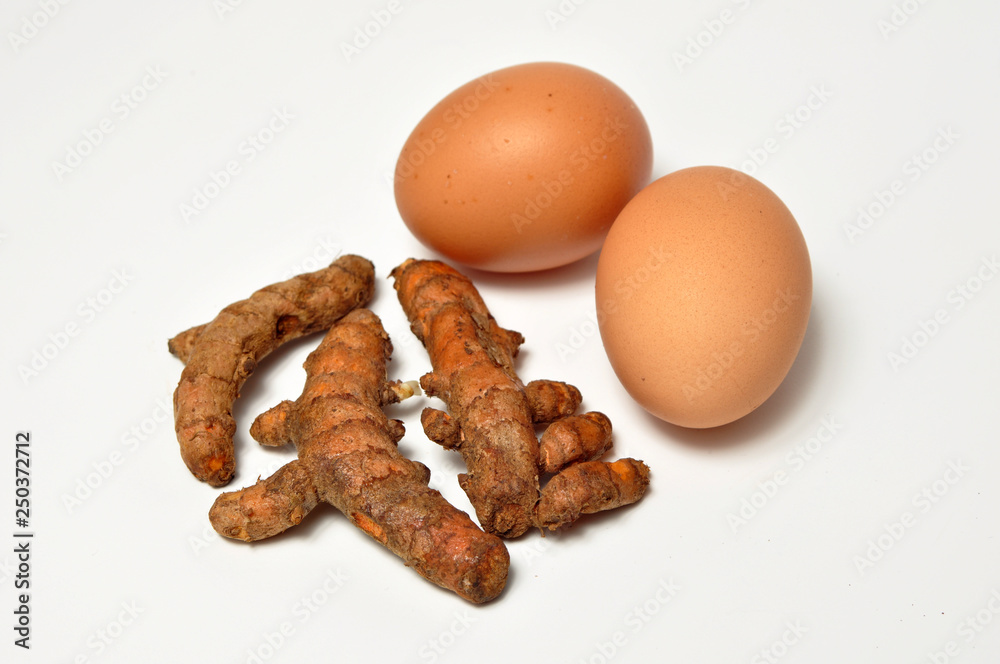 Egg and Turmeric White Background Egg and Turmeric White Background