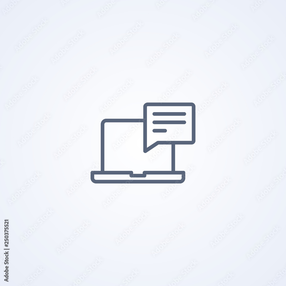 Laptop notification, vector best gray line icon Laptop notification, vector best gray line icon