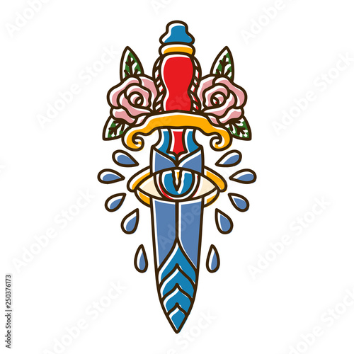 Knife With Rose Tattoo