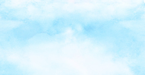Abstract grunge tint light blue watercolor background. Aquarelle painted azure gradient color splashing on textured paper. Vintage water color splash template or canvas for design, retro card