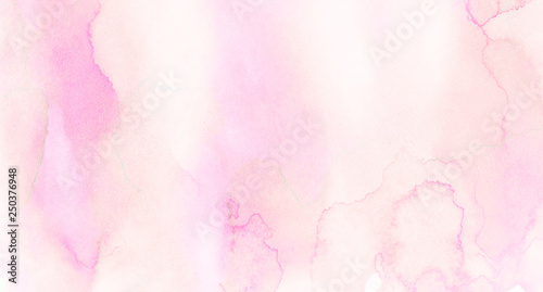 Retro soft pastel pink watercolour background painted on white paper texture. Abstract coral shades aquarelle illustration. Watercolor canvas for creative grunge design  vintage cards  templates.