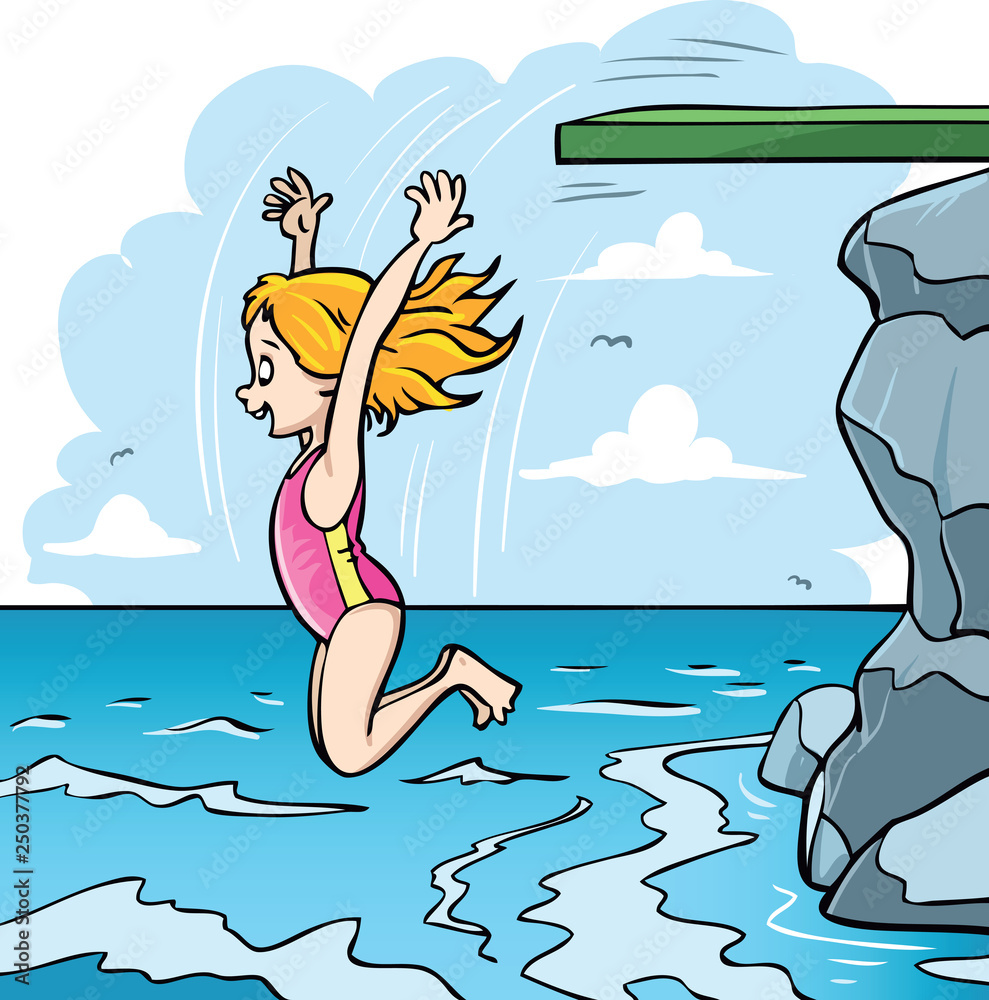 girl jumping in the water