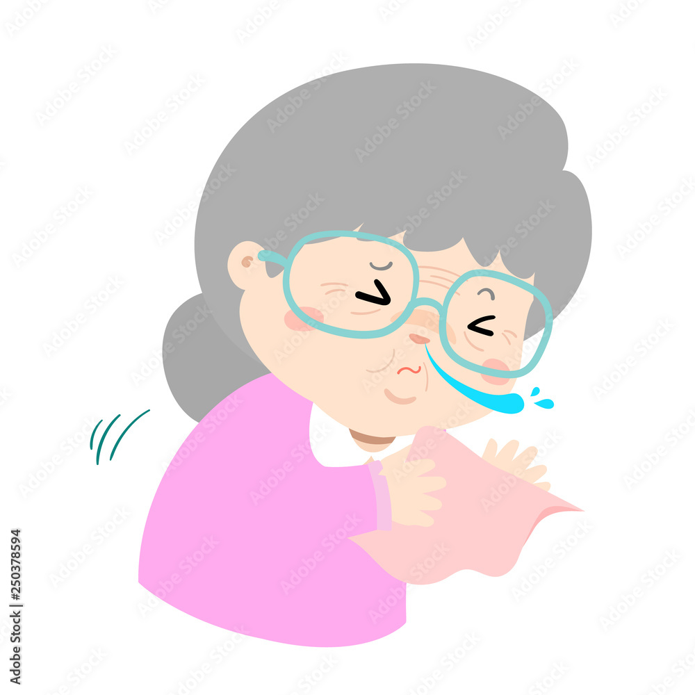 Ill grandmother sneezing cartoon vector Ill grandmother sneezing cartoon vector