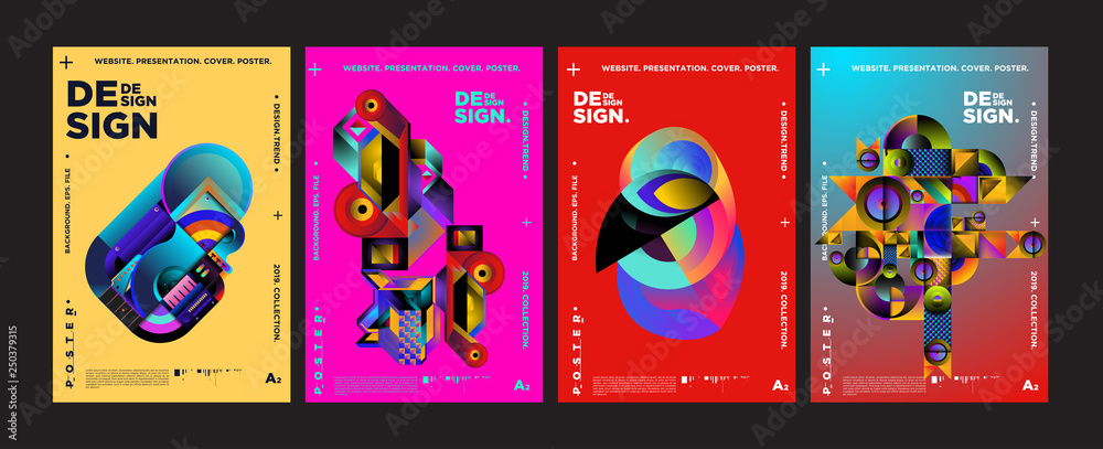 Cover and Poster Design Template for Magazine. Trendy Vector Typography and Colorful Illustration Collage for Cover and Page Layout Design Template in eps10.