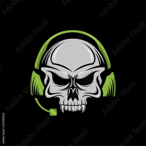 skull headphone head amazing design for your company or brand