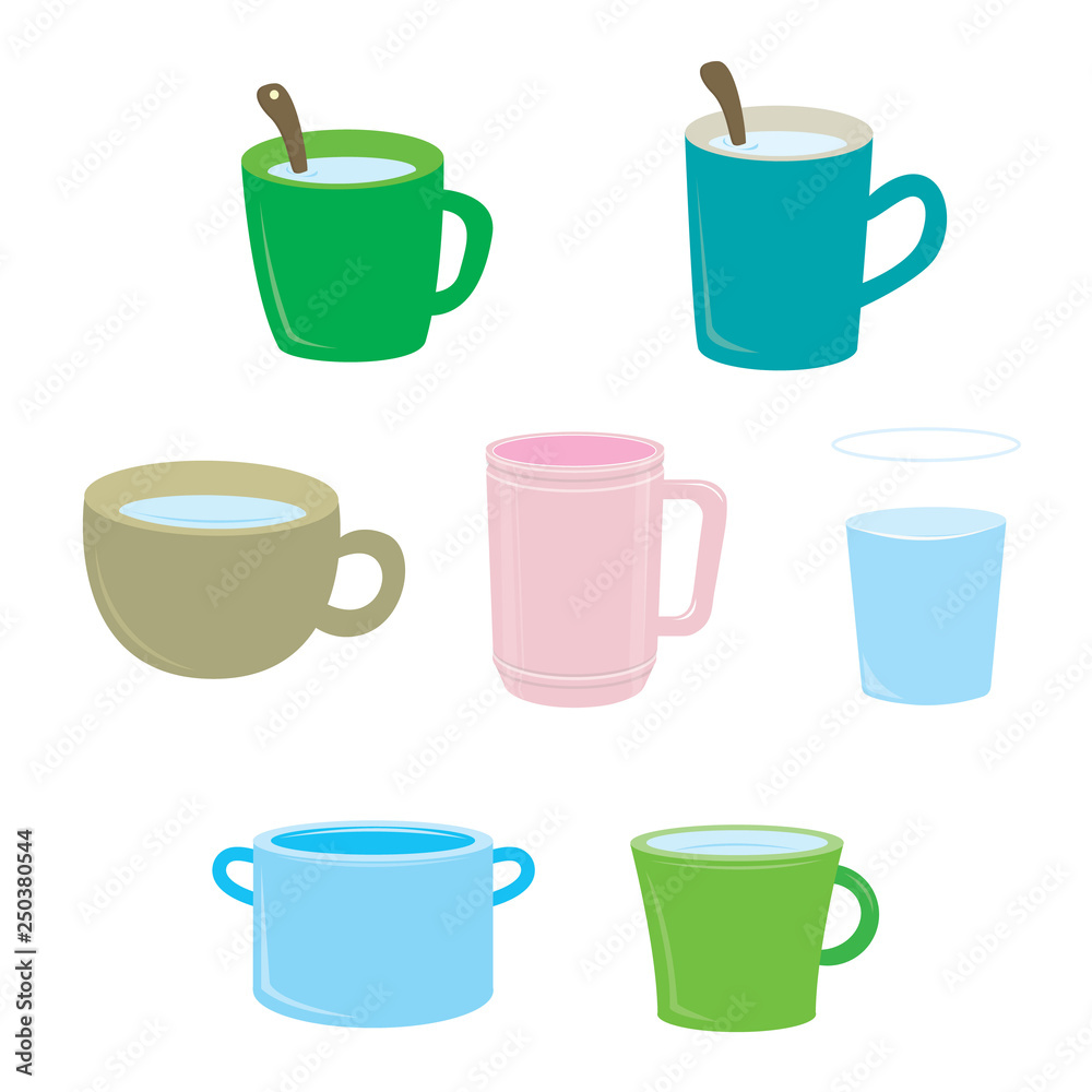Set of coffee mugs isolated on background Set of coffee mugs isolated on background
