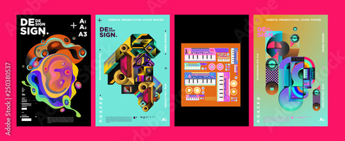 Cover and Poster Design Template for Magazine. Trendy Vector Typography and Colorful Illustration Collage for Cover and Page Layout Design Template in eps10.