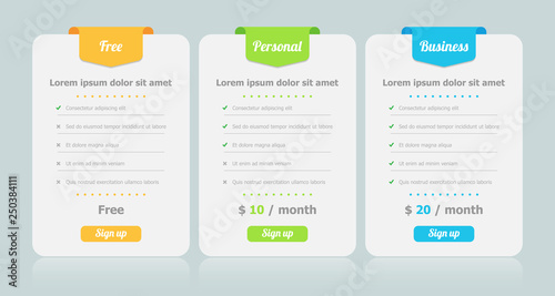 Vector Package Price Plans Option Graphic Element