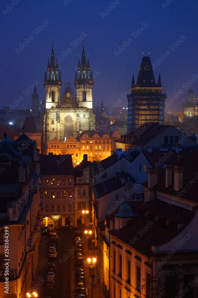 view of old prague from klementinum tower