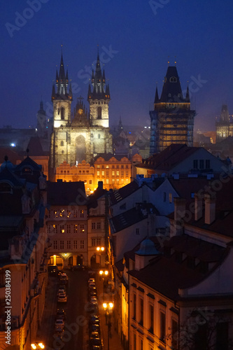 view of old prague from klementinum tower