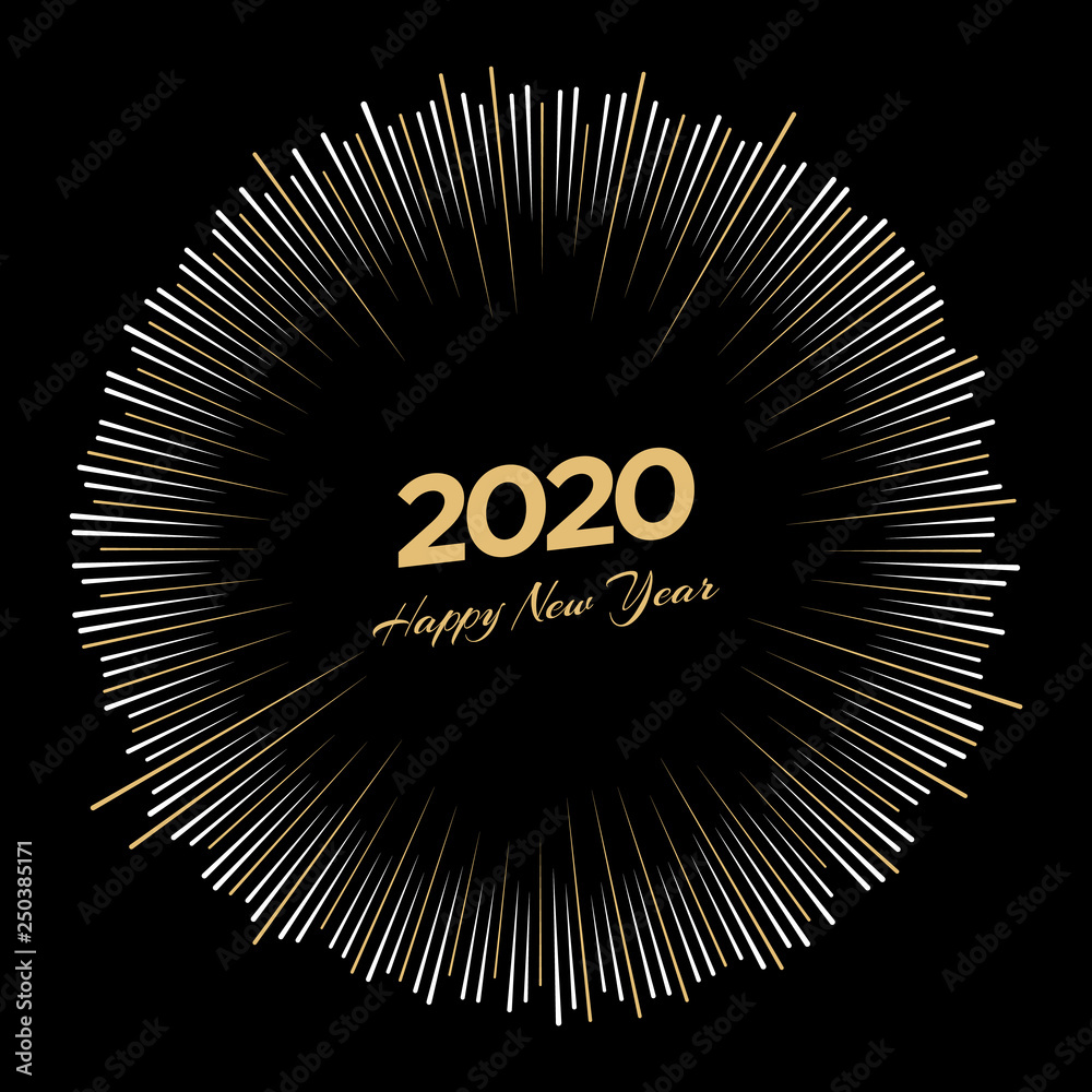 Fototapeta premium Firework with inscription 2020 and Happy New Year