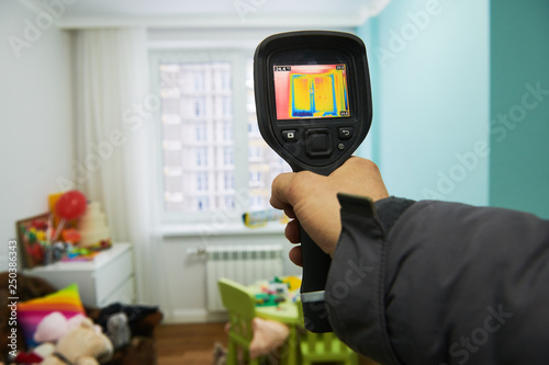 thermal imaging camera inspection of building. check temperature