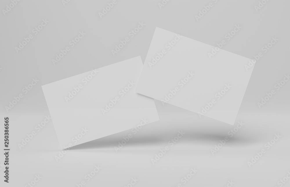 Floating business card mockup isolated 3d rendering Floating business card mockup isolated 3d rendering